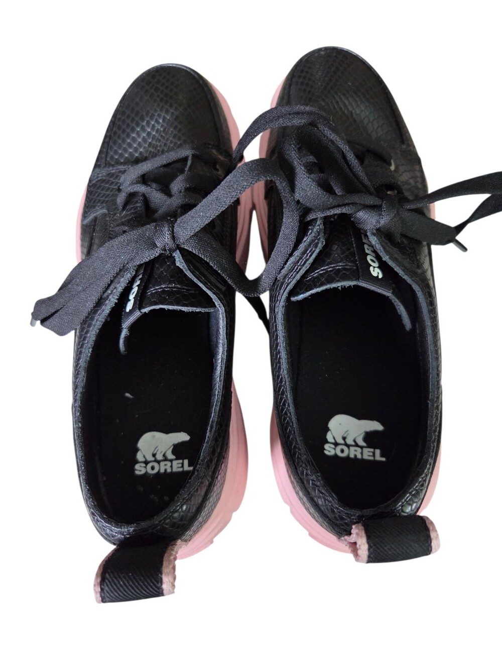 SOREL Caribou X Womens Waterproof Black with Pink Platform Sneakers, size 9.5. - Picture 7 of 10